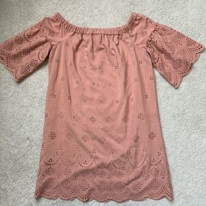 Madewell New Blush Pink Eyelet Off-Shoulder Dress Sz 6